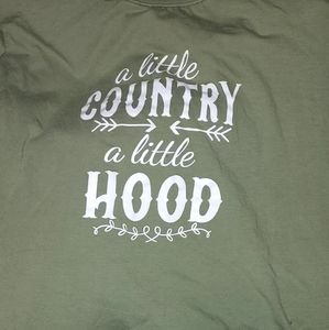 Army green t-shirt with logo